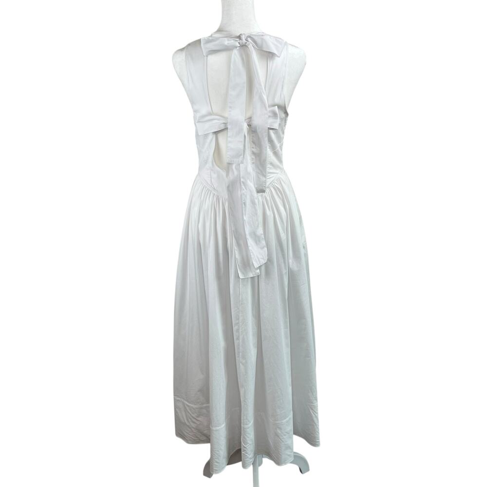 Cinq A Sept White Benita Double Bow Back Sleeveless Crewneck Midi Dress 2 NWOT - Picture 3 of 16